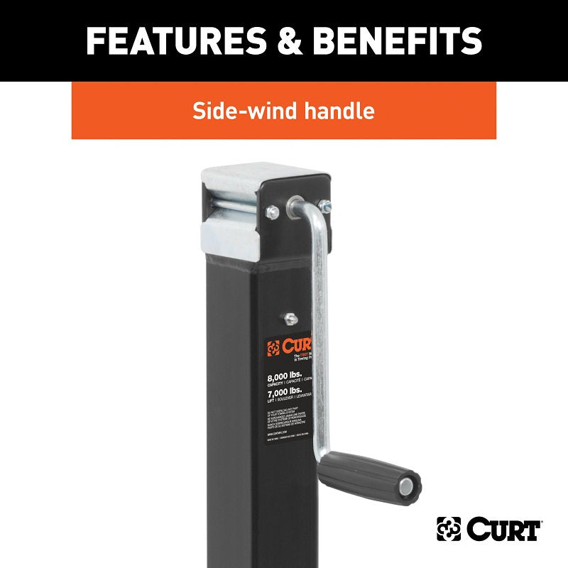 Curt 28575 Square Jack, 7000 lb Lifting, 15 in Max Lift H, Black