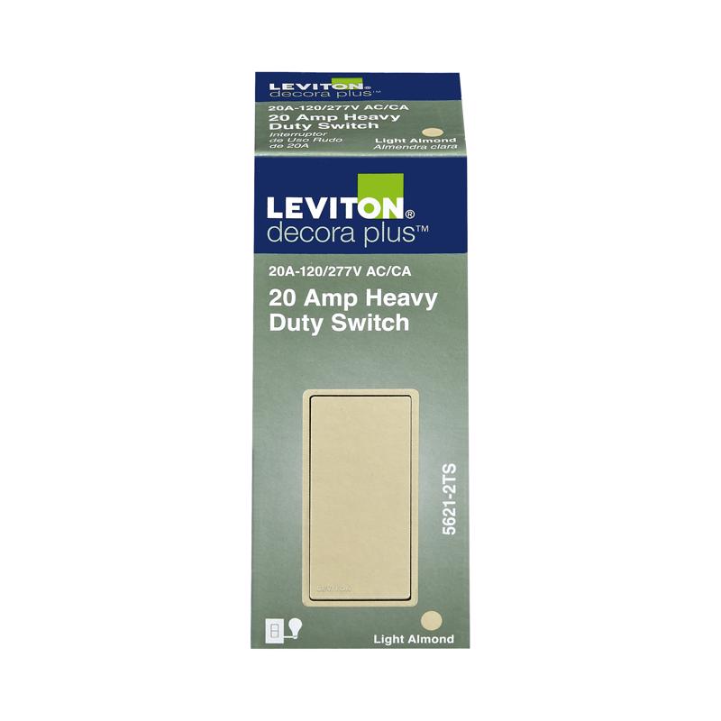 Leviton Decora 20 amps Single Pole Rocker AC Quiet Switch Light Almond 1 pk