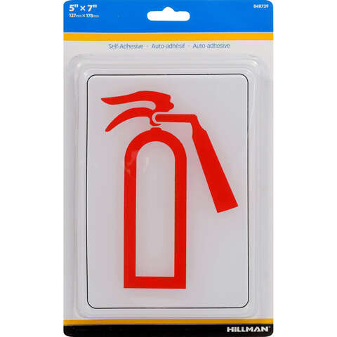 HILLMAN English White Fire Extinguisher Sign 7 in. H X 5 in. W, Pack of 6