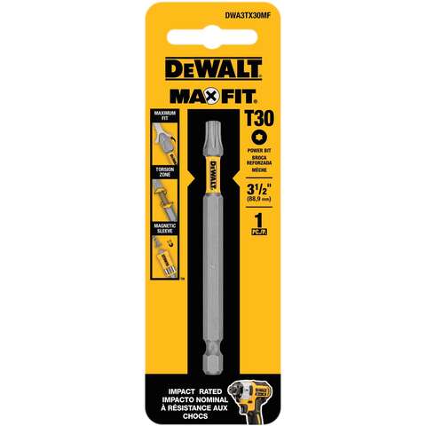 DeWalt Max Fit Torx #30 X 3-1/2 in. L Screwdriver Bit S2 Tool Steel 1 pk