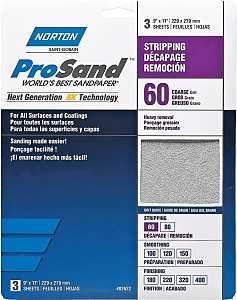 Norton ProSand 07660768164 Sanding Sheet, Tan, 11 in L, 9 in W, Coarse, 60 Grit, Aluminum Oxide Abrasive