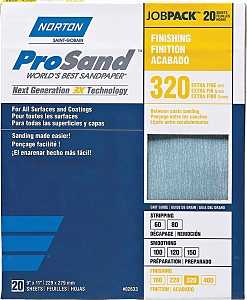 Norton ProSand 07660768166 Sanding Sheet, Tan, 11 in L, 9 in W, Extra Fine, 320 Grit, Aluminum Oxide Abrasive