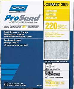 Norton ProSand 07660768167 Sanding Sheet, Tan, 11 in L, 9 in W, Very Fine, 220 Grit, Aluminum Oxide Abrasive