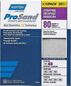 Norton ProSand 07660768174 Sanding Sheet, Tan, 11 in L, 9 in W, Coarse, 80 Grit, Aluminum Oxide Abrasive, Paper Backing