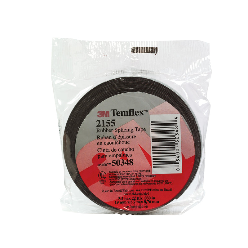 3M Temflex 3/4 in. W X 22 ft. L Black Rubber Splicing Tape