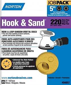 Norton 04057 Sanding Disc, 5 in Dia, Coated, P220 Grit, Very Fine, Aluminum Oxide Abrasive, C-Weight Paper Backing