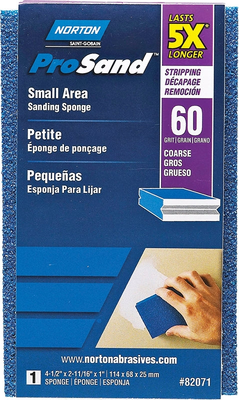 Norton ProSand 82071 Sanding Sponge, 4-1/2 in L, 2-11/16 in W, 60 Grit, Coarse