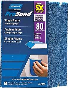 Norton ProSand 82066 Sanding Sponge, 4-1/2 in L, 3-1/2 in W, 80 Grit, Coarse, Aluminum Oxide Abrasive