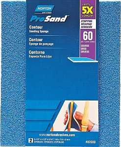 Norton ProSand 82080 Sanding Sponge, 5-1/2 in L, 4-1/2 in W, 60 Grit, Coarse, Aluminum Oxide Abrasive