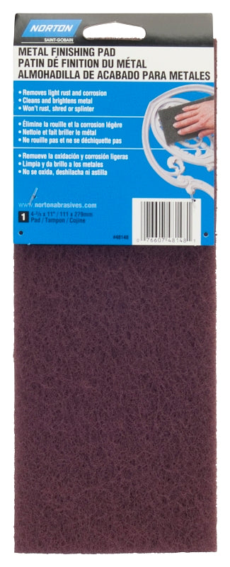 Norton 07660748148 Hand Pad, Maroon, 11 in L, 4-3/8 in W