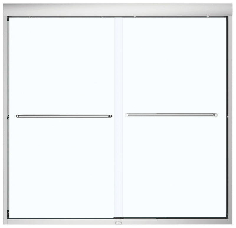 Maax Aura 135661-900-084000 Bathtub Door, Chrome Frame, Semi Frame, Clear Glass, Bypass/Sliding Door, 1/4 in Glass
