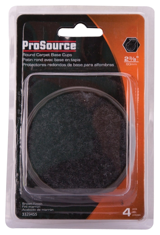 ProSource FE-S701-PS Furniture Castor Cup, Carpet/Steel, Brown, Brown, 3 x 3 in Dimensions