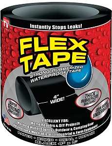 Flex Tape TFSBLKR0405 Tape, 5 ft L, 4 in W, Rubber Backing