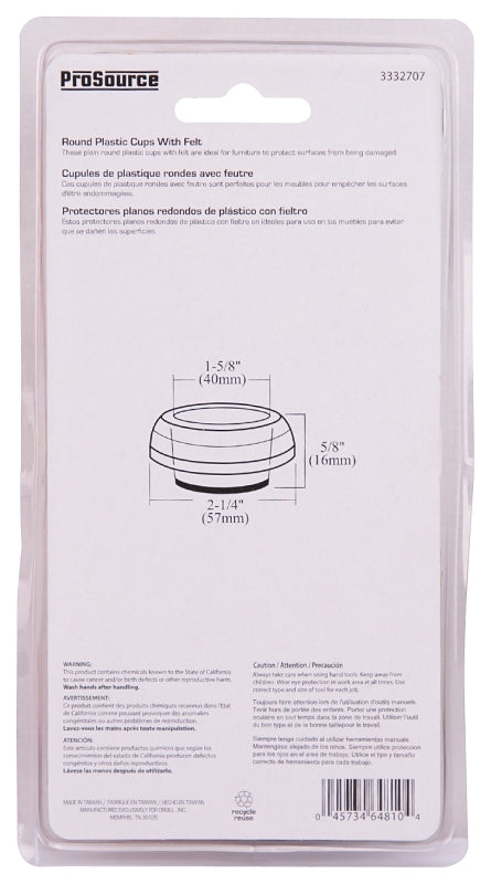 ProSource FE-50820-PS Caster Furniture Glide, Plastic, Clear, Clear, 2-1/4 x 2-1/4 x 5/8 in Dimensions