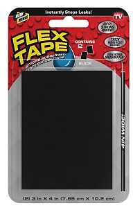 Flex Seal TFSBLKMINI Flex Tape, 3 in L, 4 in W, Black