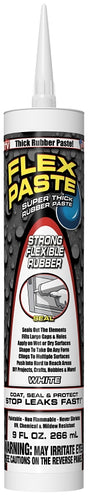 Flex Paste PFSWHTR10 Rubberized Adhesive, White, 9 oz, Cartridge