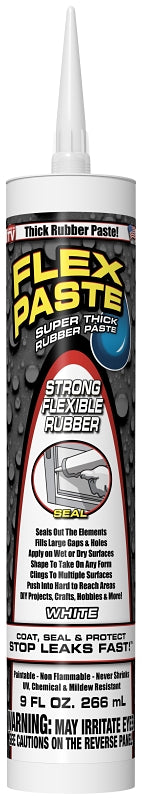 Flex Paste PFSWHTR10 Rubberized Adhesive, White, 9 oz, Cartridge