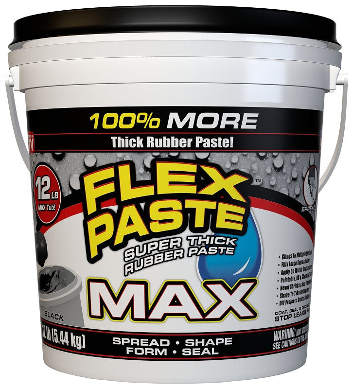 Flex Paste PFSMAXBLK01 Rubberized Paste, All-Purpose, Black, 12 lb, Tub