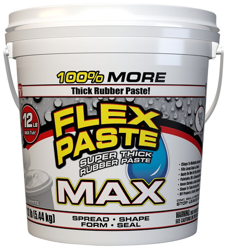 Flex Paste PFSMAXWHT01 Rubberized Paste, All-Purpose, White, 12 lb, Tub