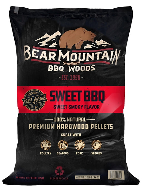 Bear Mountain Craft Blends FK92 Series BBQ Pellet, Sweet, 20 in L, Wood, 20 lb Bag