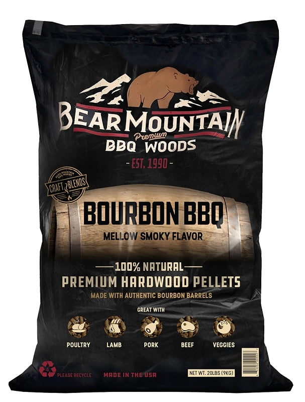 Bear Mountain Craft Blends FK88 Series BBQ Pellet, Bourbon, 20 in L, Wood, 20 lb Bag
