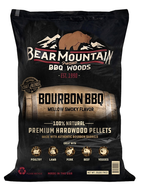 Bear Mountain Craft Blends FK88 Series BBQ Pellet, Bourbon, 20 in L, Wood, 20 lb Bag