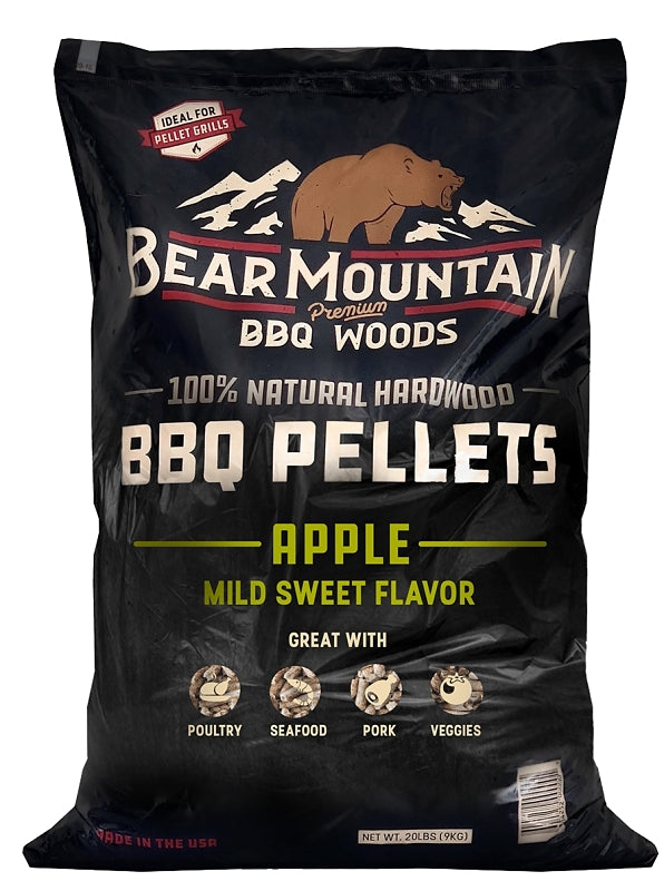 Bear Mountain FK12 Series BBQ Pellet, Apple, 20 in L, Hardwood, 20 lb Bag