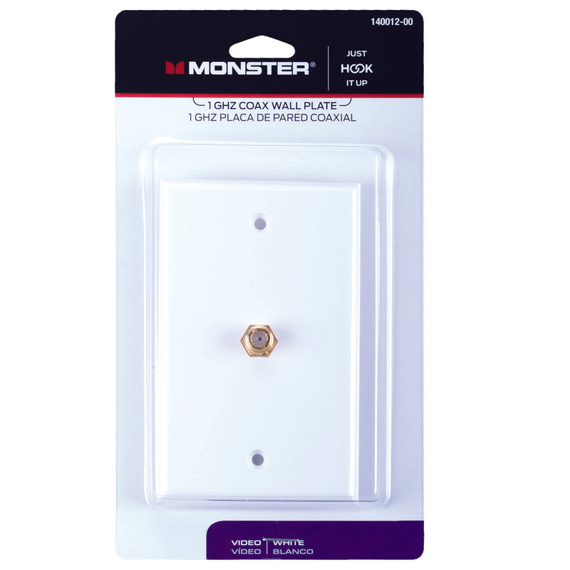 Monster Just Hook It Up White 1 gang Plastic Coaxial Wall Plate 1 pk, Pack of 6