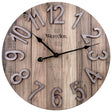 Westclox 38070 Clock, 15-1/2 in Dia, Round, Brown Frame, Wood Clock Face, Analog