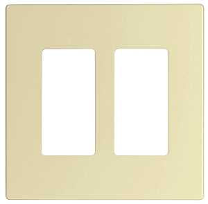 Eaton Cooper Wiring PJ PJS262LA Wallplate, 4.87 in L, 4.94 in W, 2 -Gang, Polycarbonate, Light Almond, High-Gloss