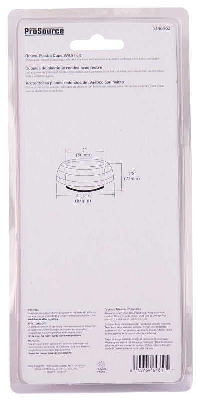 ProSource FE-50840-PS Caster Furniture Glide, Plastic, Clear, Clear, 2-11/16 x 2-11/16 x 7/8 in Dimensions