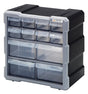 Quantum Storage Systems PDC-12BK Small Parts Organizer, 10-1/4 in L, 6-1/4 in W, 10-1/2 in H, 12-Drawer, Polypropylene