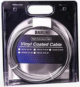 Baron 54205/50245 Aircraft Cable, 1/4 to 5/16 in Dia, 30 ft L, 1220 lb Working Load, Galvanized Steel