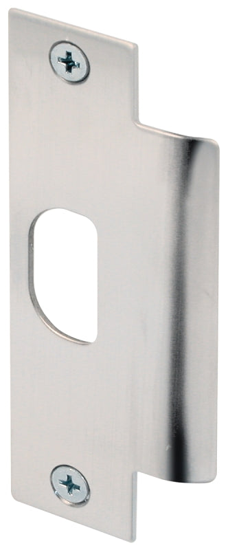 Defender Security U 9483 Strike Plate, 4-7/8 in L, 1-1/4 in W, Stainless Steel, Brushed