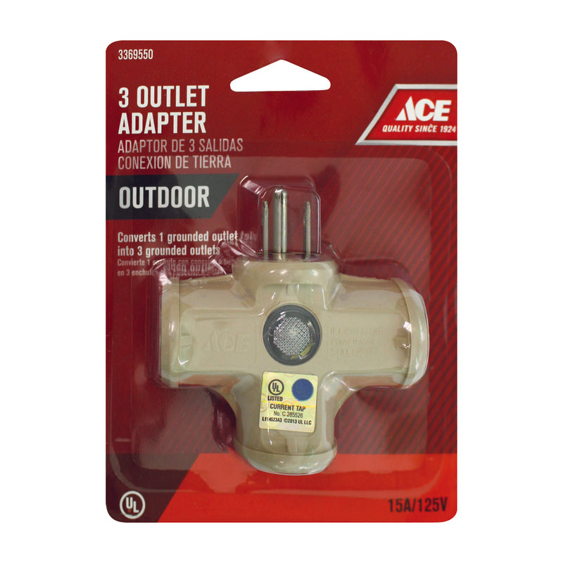 Ace Grounded 3 outlets Adapter 1 pk
