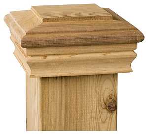 Maine Ornamental 72262 Post Cap, Flat Top, 4 in L, 4 in W, Cedar Wood