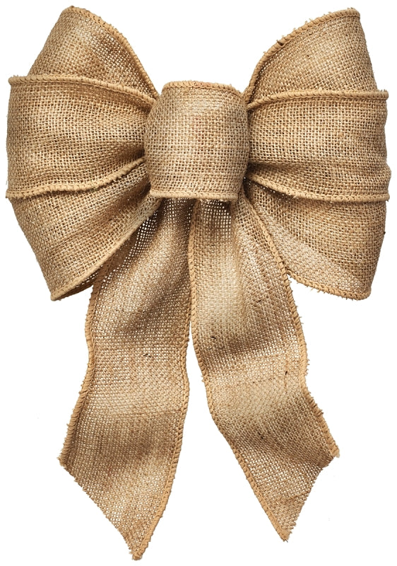 Holidaytrims 6112 Wired Bow, Burlap, Natural, Pack of 12