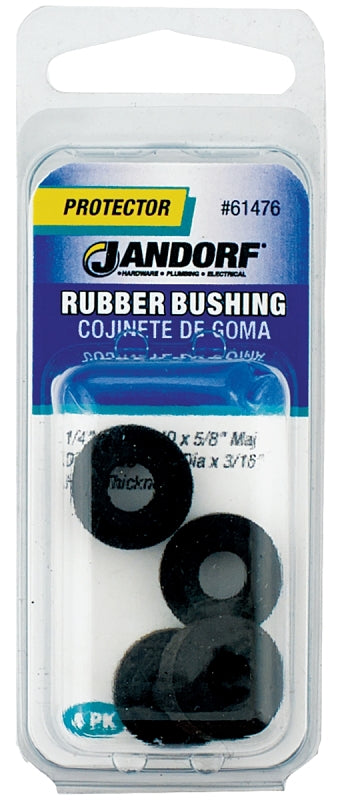 Jandorf 61476 Conduit Bushing, 1/4 in ID, 1/4 in Dia Cable, Rubber, Black, 3/16 in Thick Panel