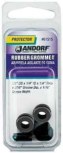 Jandorf 61515 Grommet, 1/4 in ID, 1/2 in OD, Rubber, Black, 1/4 in Thick Panel