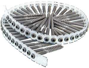 Senco 08S250W592 Deck Screw, Tan, #8 Thread, 2-1/2 in L, Cupped, Pan Head, #2 Drive, Steel