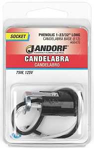 Jandorf 60470 Lamp Socket, 1.72 in W Dimensions, 125 V, 75 W, Phenolic Housing Material, Black