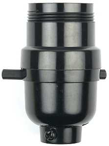 Jandorf 60535 Lamp Socket, On/Off Push Through, 1/2 Threaded Top Dimensions, 250 V, 660 W, Phenolic Housing Material