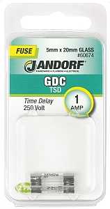 Jandorf 60674 Series Time Delay Fuse, 0.07 Ohm, 1 A, 250 V, 35 A Interrupt, Glass Body