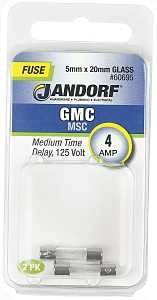 Jandorf 60695 Time Delay Fuse, 4 A, 125 V, 10 kA Interrupt, Glass Body