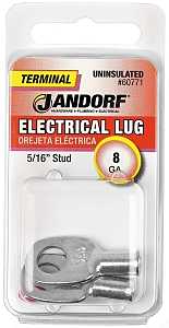 Jandorf 60771 Electrical Lug, 8 AWG Wire, 5/16 in Stud, Copper Contact