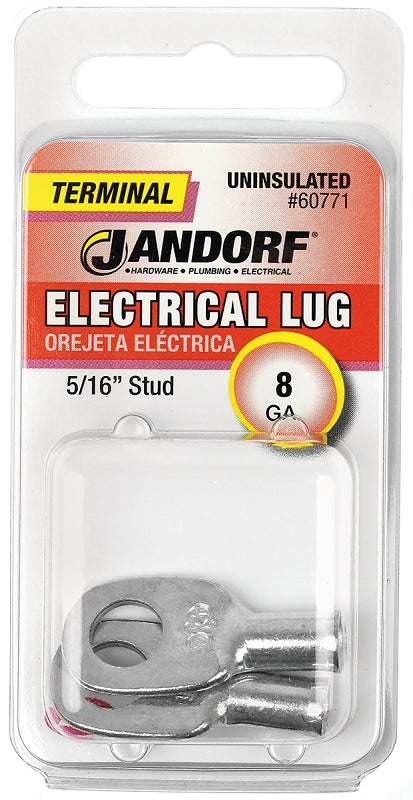 Jandorf 60771 Electrical Lug, 8 AWG Wire, 5/16 in Stud, Copper Contact