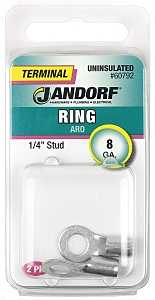 Jandorf 60792 Ring Terminal, 8 AWG Wire, 1/4 in Stud