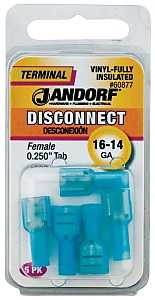 Jandorf 60877 Disconnect Terminal, 16 to 14 AWG Wire, Vinyl Insulation, Copper Contact, Tin