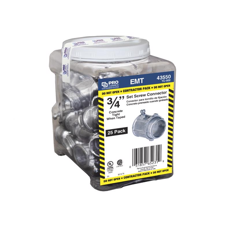 Sigma Engineered Solutions ProConnex 3/4 in. D Die-Cast Zinc Set Screw Connector For EMT 25 pk