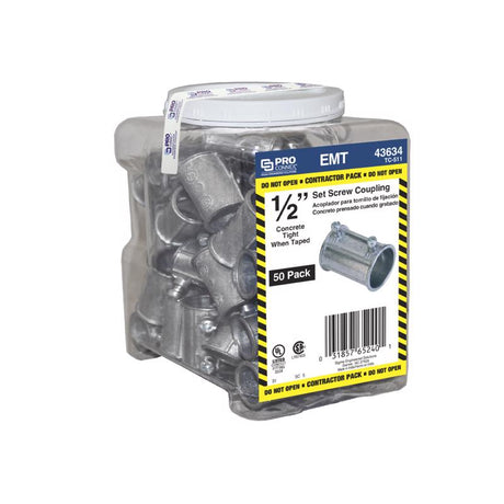 Sigma Engineered Solutions ProConnex 1/2 in. D Die-Cast Zinc Set Screw Coupling For EMT 50 pk